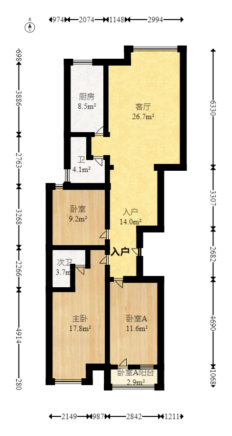 楚天家园  3室2厅2卫    69.8万 楚天家园  3室2厅2卫    69.8万户型图