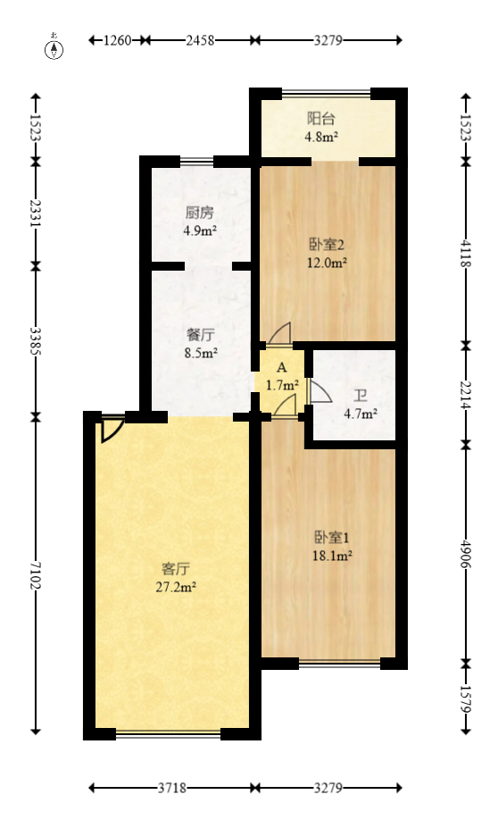 德馨园  2室2厅1卫   64.50万室内图1