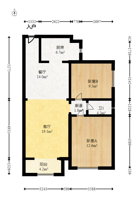 江山帝景哈佛  2室2厅1卫    85.0万室内图1