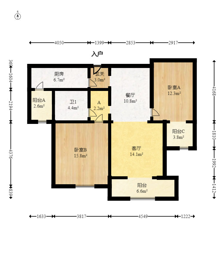 中建麓山和苑  2室2厅1卫   57.00万室内图1