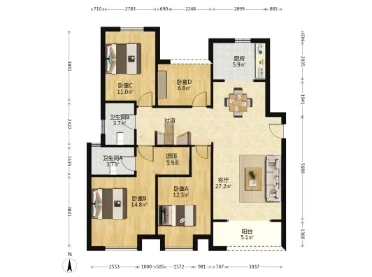 都市兰亭 4室2厅2卫 46.8万 都市兰亭 4室2厅2卫 46.8万室内图