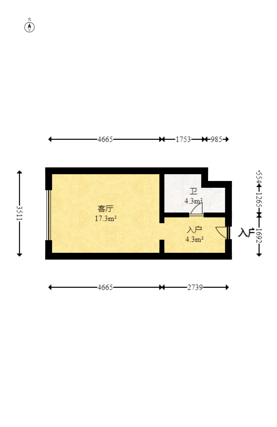 新长海广场 1室1厅1卫 16.8万 新长海广场 1室1厅1卫 16.8万户型图