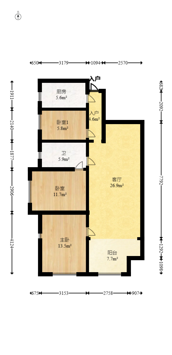 保利香槟国际  3室2厅1卫    71.8万 保利香槟国际  3室2厅1卫    71.8万户型图