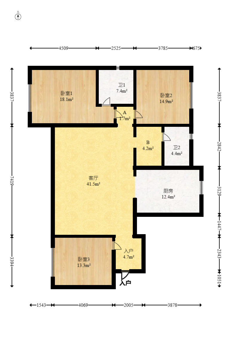 万科紫台 3室2厅2卫 268.0万 万科紫台 3室2厅2卫 268.0万户型图