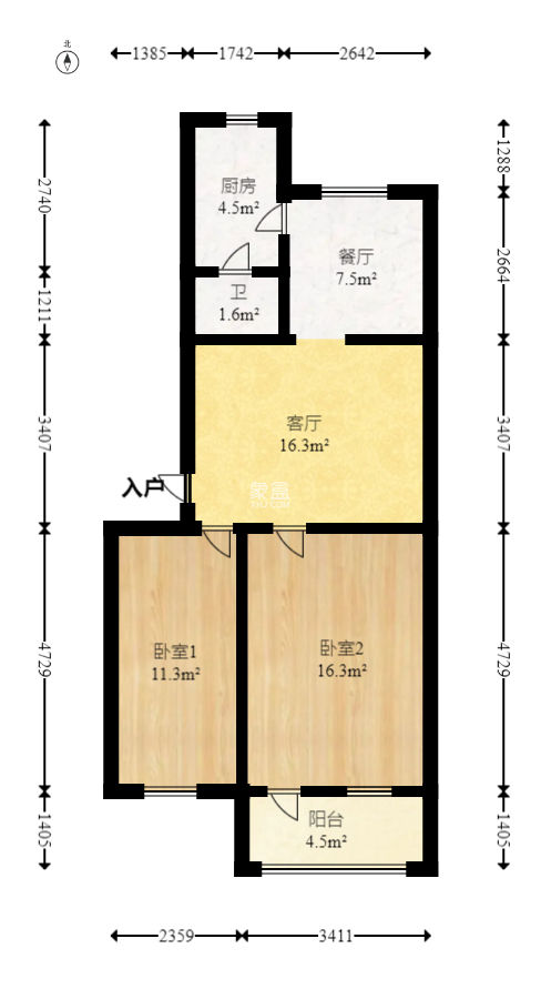 梅岭村  2室2厅1卫   45.00万