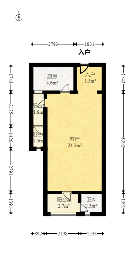 丰园城（鄱阳小区二期）  1室1厅1卫   42.00万室内图1