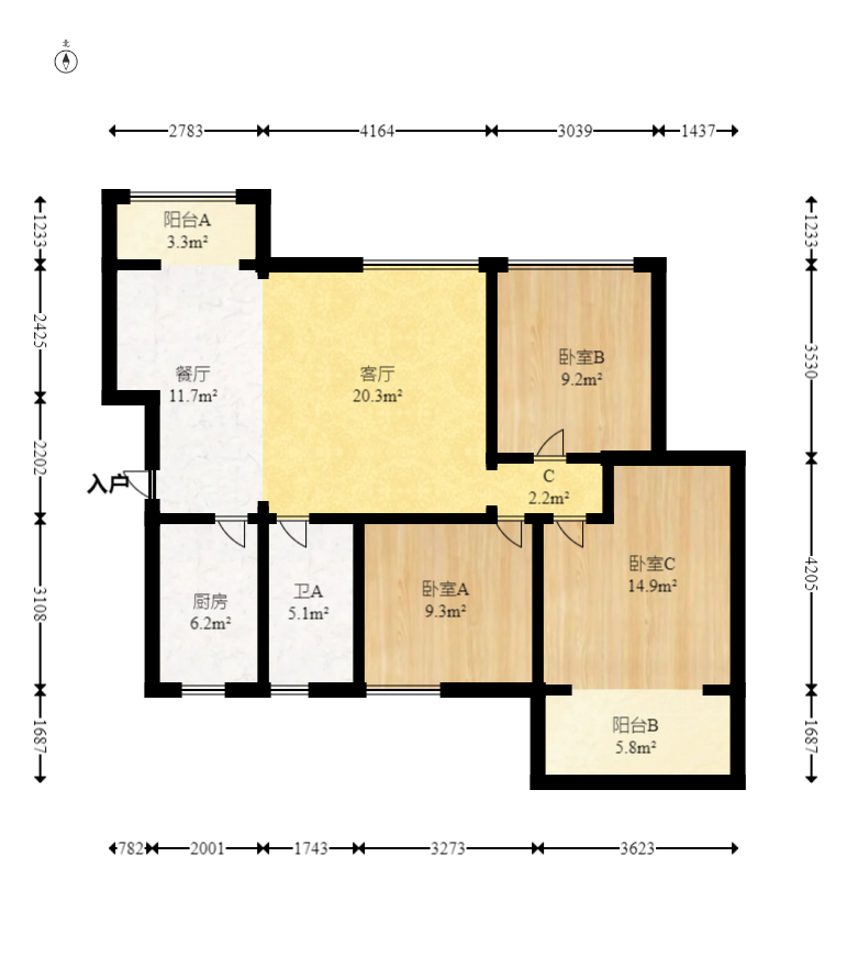 丰园城（鄱阳小区二期）  3室1厅1卫   97.50万室内图1