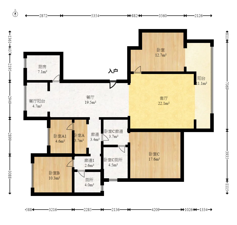 建发电建江山悦  4室2厅1卫   210.00万室内图1