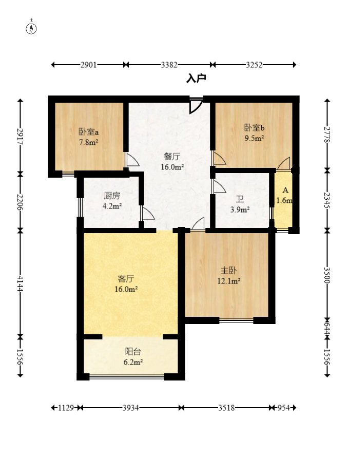 富基世纪公园  3室2厅1卫   66.00万室内图1