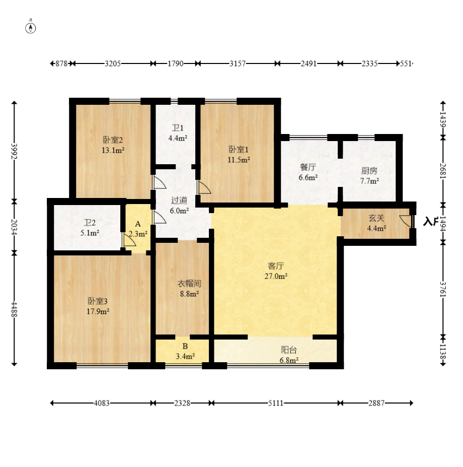 珠江东方明珠(新地东方明珠)三期 4室2厅2卫 105.0万 珠江东方明珠(新地东方明珠)三期 4室2厅2卫 105.0万户型图