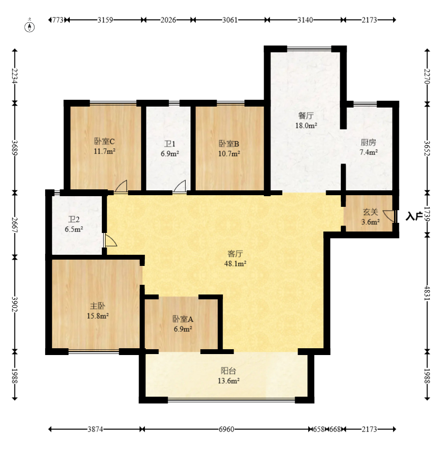 建投象山国际  4室2厅2卫   200.00万室内图1