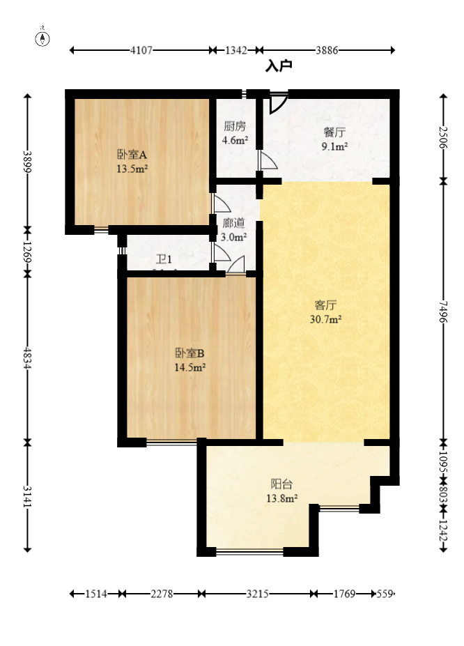 江山帝景哈佛 2室2厅1卫 80.0万 江山帝景哈佛 2室2厅1卫 80.0万户型图