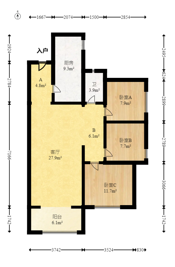 中建璟和城  3室2厅1卫   88.00万室内图1