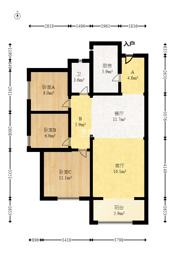 中建璟和城  3室1厅1卫   99.00万