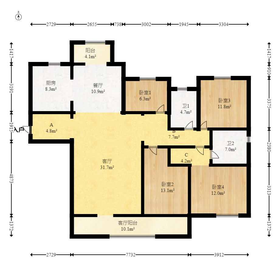 中建钰和城  4室2厅2卫   185.00万室内图1