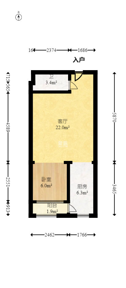 谋房博客(博客天街)  1室1厅1卫   42.00万
