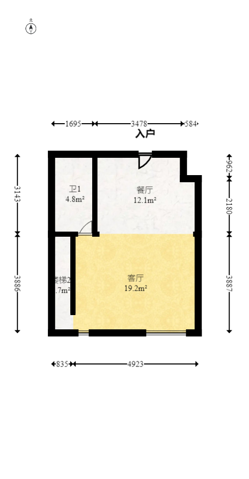 明昇壹城（明昇时代广场）三期  2室1厅1卫   65.00万室内图1