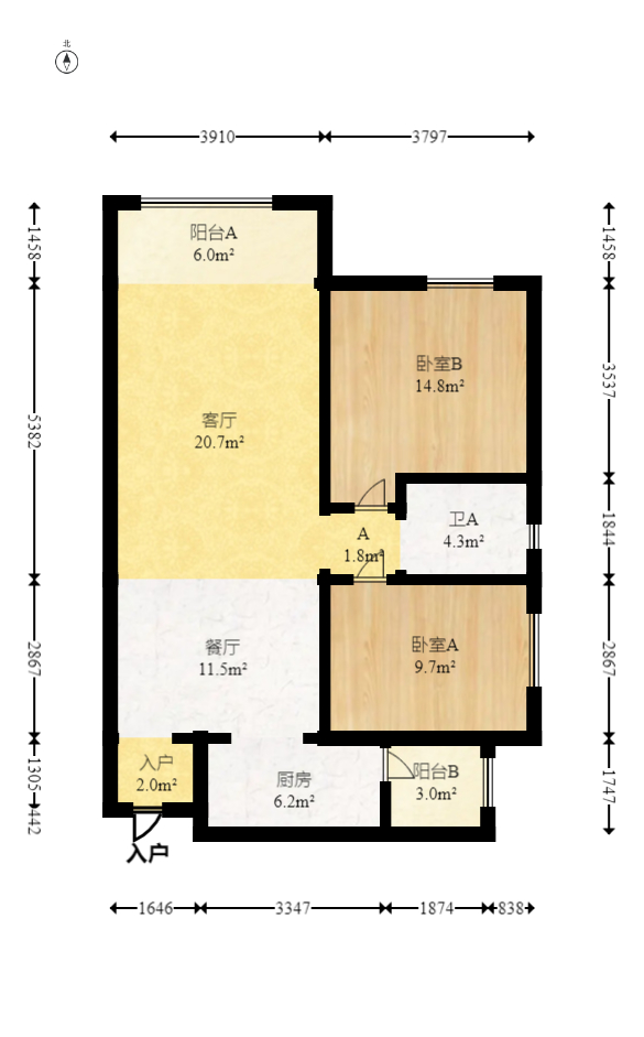 新盛珑璟台  3室2厅1卫   79.00万室内图1