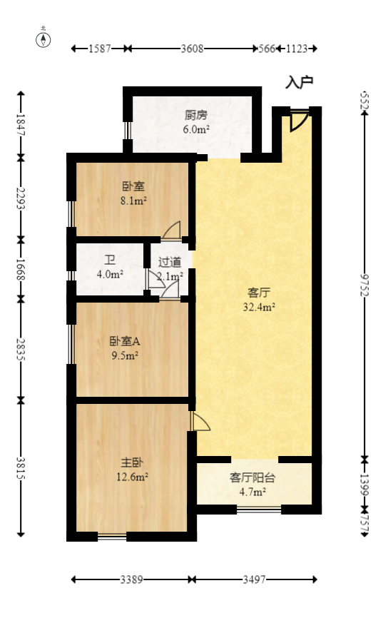 旺德府恺悦国际 3室2厅2卫 69.8万 旺德府恺悦国际 3室2厅2卫 69.8万户型图