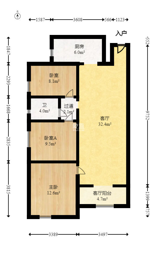旺德府恺悦国际  3室2厅2卫   69.80万