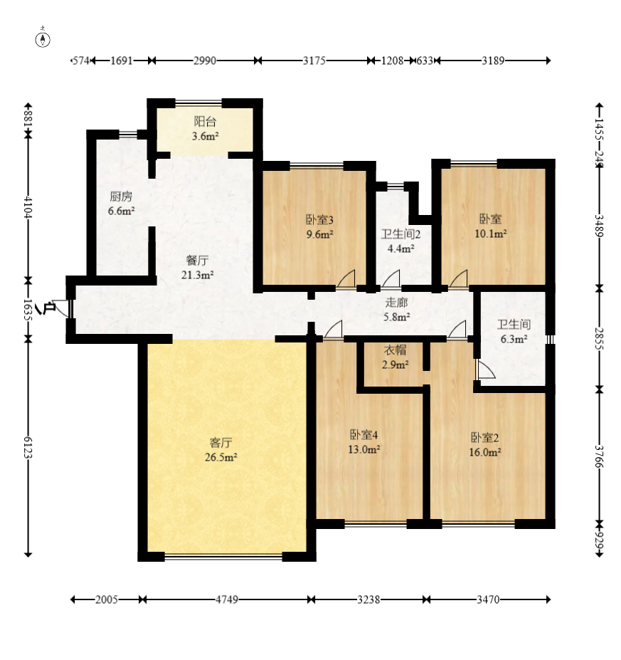 金茂建发观悦  4室2厅2卫   235.00万室内图1