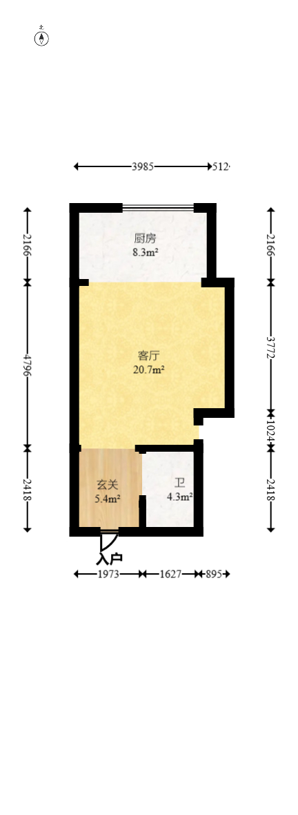 富兴时代御城  2室1厅1卫   76.80万室内图1