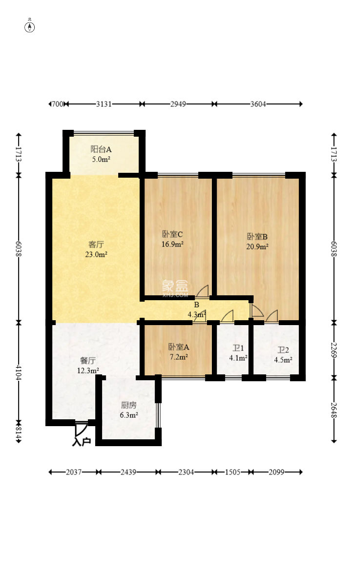 绿地之窗  3室2厅1卫    95.0万