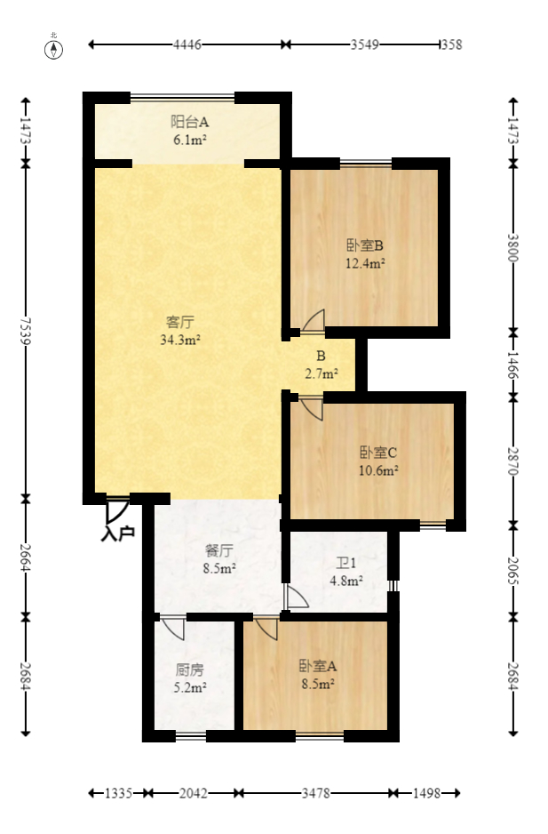 龙吉湾小区(龙瑞尚苑) 3室2厅2卫 49.8万 龙吉湾小区(龙瑞尚苑) 3室2厅2卫 49.8万户型图