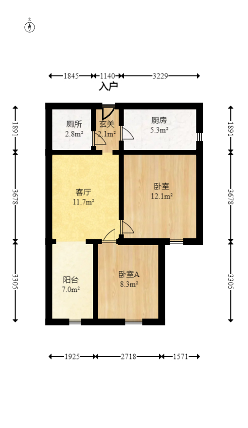 合能洋湖公馆  2室1厅1卫   45.00万室内图1