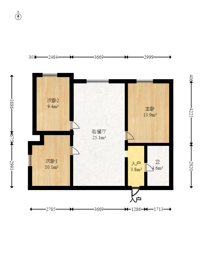 北辰三角洲E4区  3室2厅1卫   125.00万
