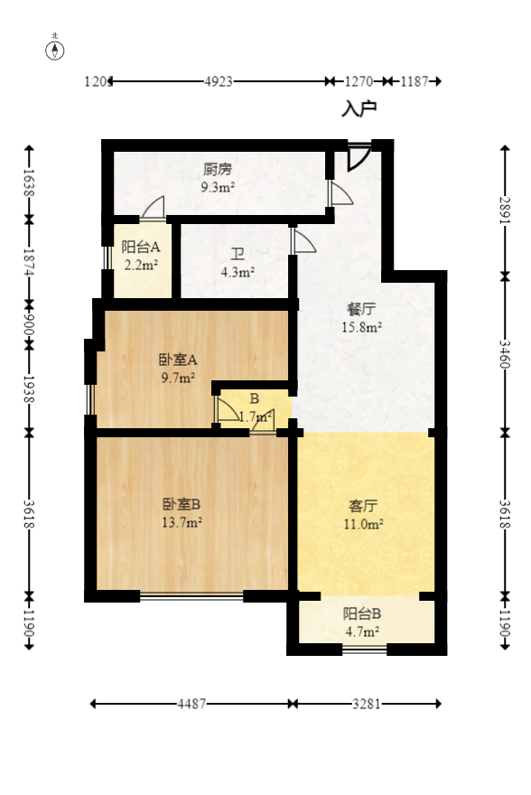 山水印象（愿景想山）  2室2厅1卫   36.50万室内图1