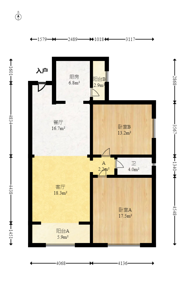 中悦领秀金都  2室2厅1卫   52.00万室内图1