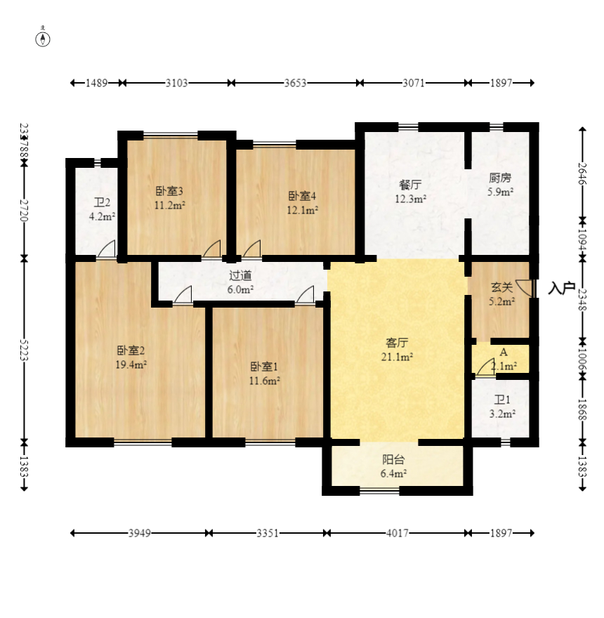万科金域蓝湾 4室2厅2卫 210.0万 万科金域蓝湾 4室2厅2卫 210.0万户型图