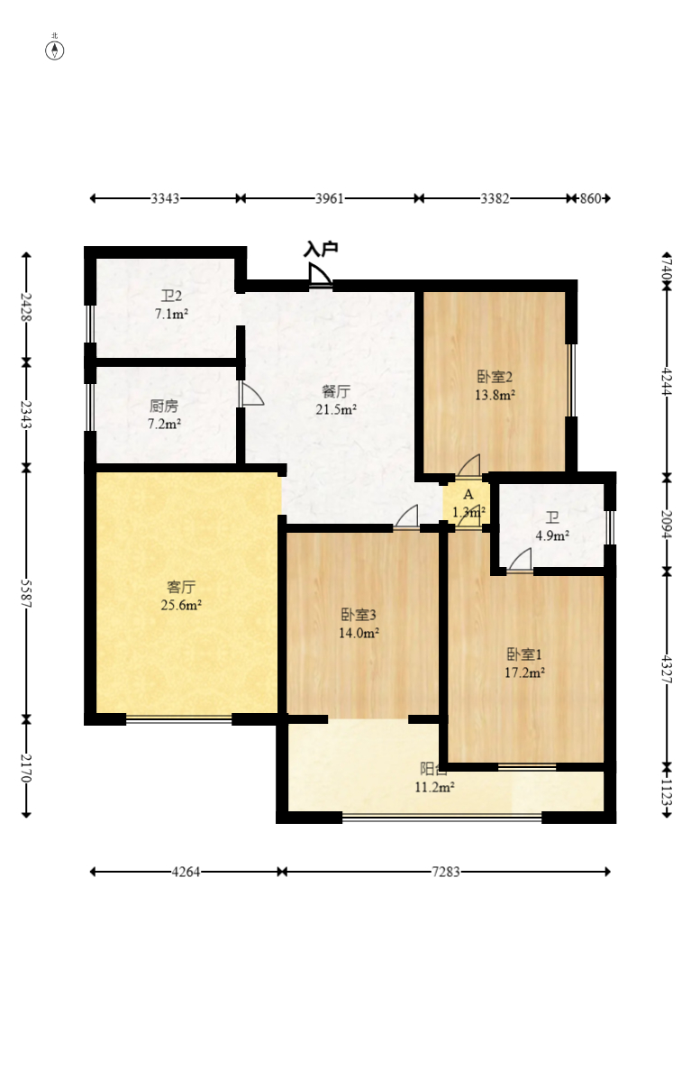富景园 3室2厅2卫 118.0万 富景园 3室2厅2卫 118.0万户型图