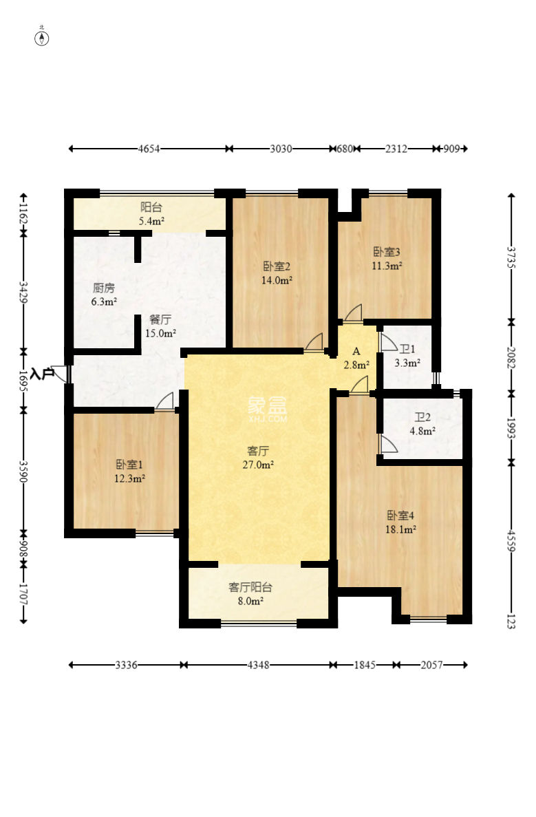 鑫远翡丽郡（鑫远翡丽雅苑）  4室2厅2卫    186.0万
