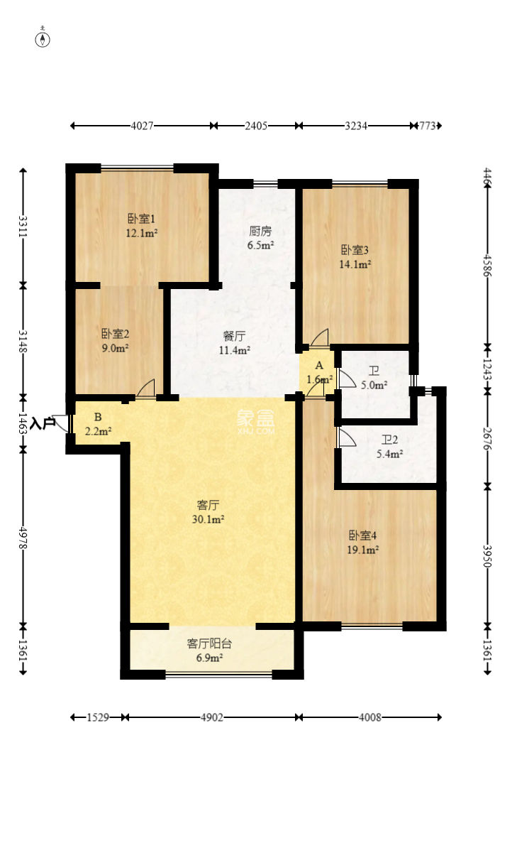 融源及第  4室2厅2卫   104.00万