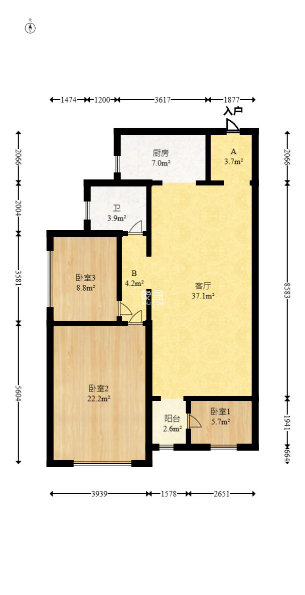 万博汇  3室2厅1卫   184.00万