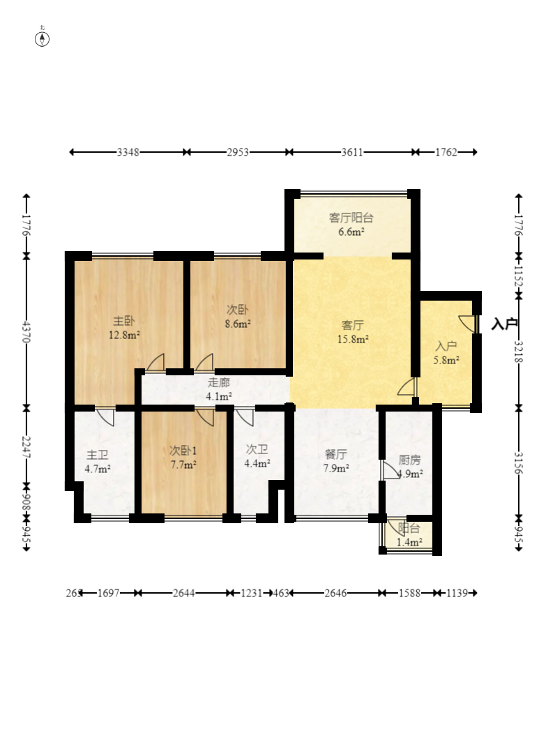 万达广场骏豪仕家(万达公馆) 3室2厅2卫 170.0万 万达广场骏豪仕家(万达公馆) 3室2厅2卫 170.0万户型图