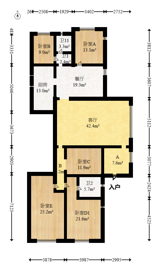 中城丽景香山园  5室2厅2卫   312.00万室内图1