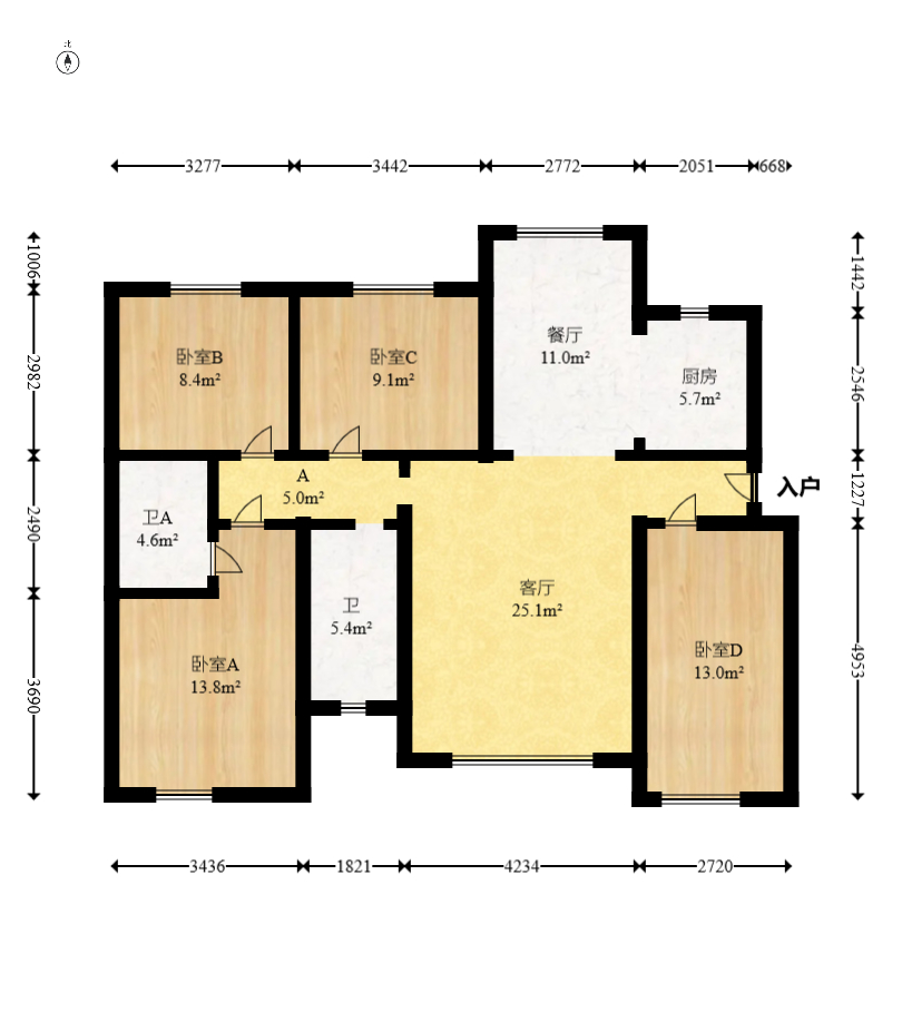 中建梅溪湖中心  4室2廳2衛(wèi)    210.0萬室內(nèi)圖1