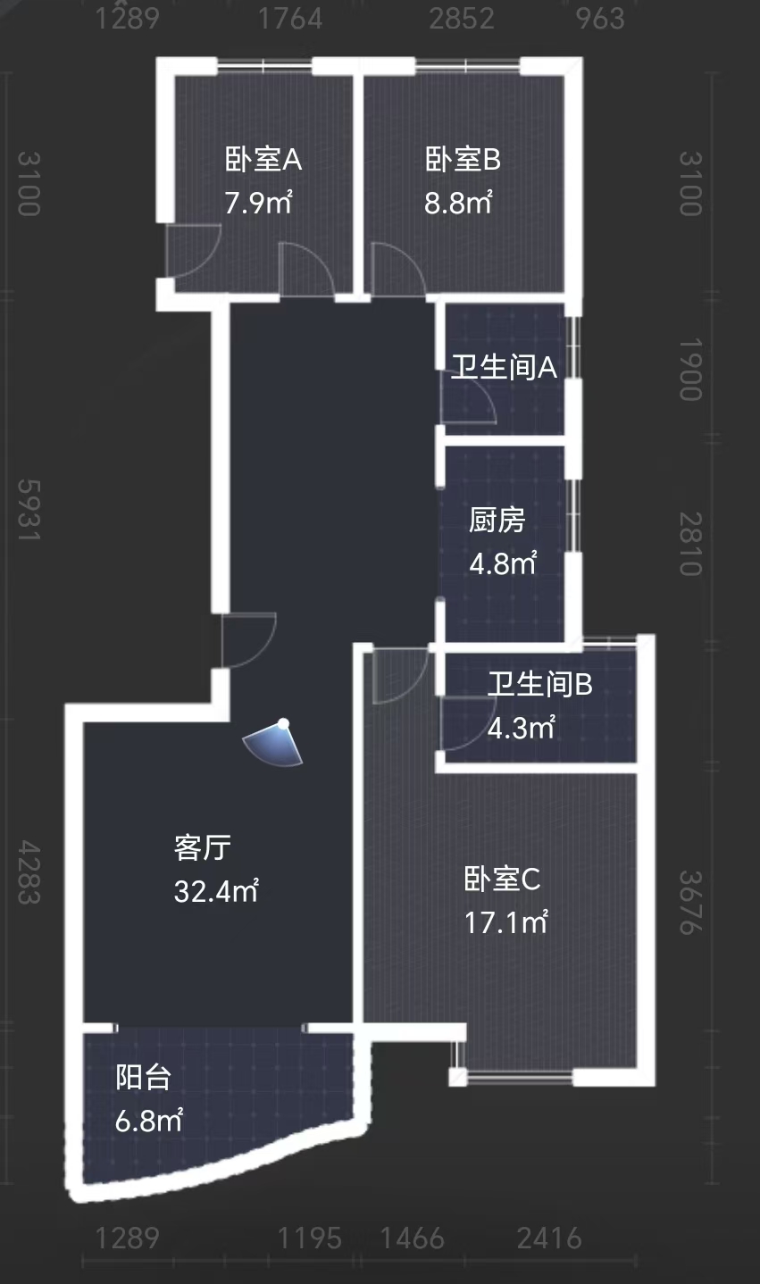 天元区锦绣华都  3室2厅2卫   49.80万