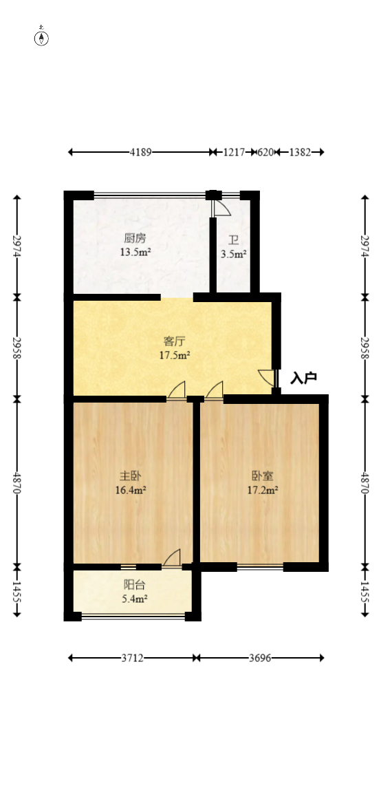 人民中路窑岭湘剧院单位房  2室1厅1卫   75.80万室内图1