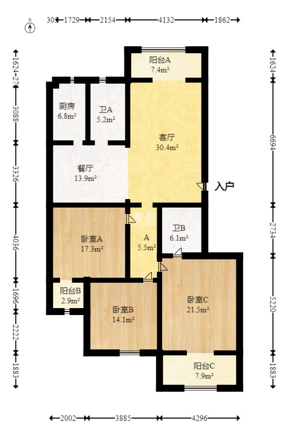 星城雅郡  3室2廳2衛(wèi)   62.00萬