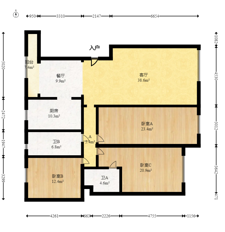 紫晶城  3室2厅1卫    66.8万 紫晶城  3室2厅1卫    66.8万户型图
