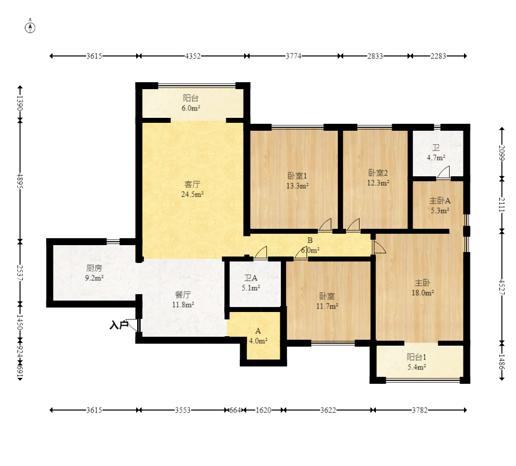 万象新天  4室2厅2卫    178.0万 万象新天  4室2厅2卫    178.0万户型图