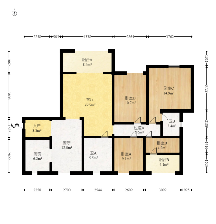 中建嘉和城  4室2厅2卫    109.8万室内图1