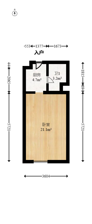 中海国际二期  1室1厅1卫   24.00万室内图1