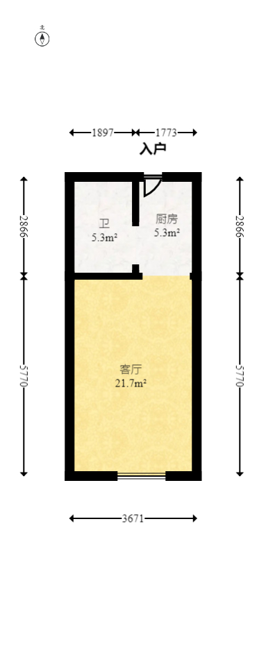 华润琨瑜府  2室1厅1卫   52.00万室内图1