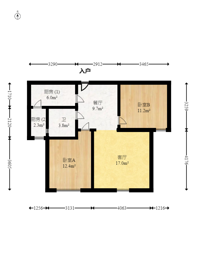 麓谷明珠  2室2厅1卫   78.00万室内图1
