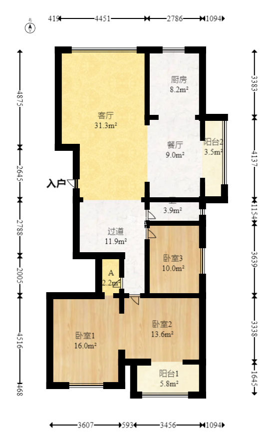 中江国际花城  3室2厅2卫   140.00万
